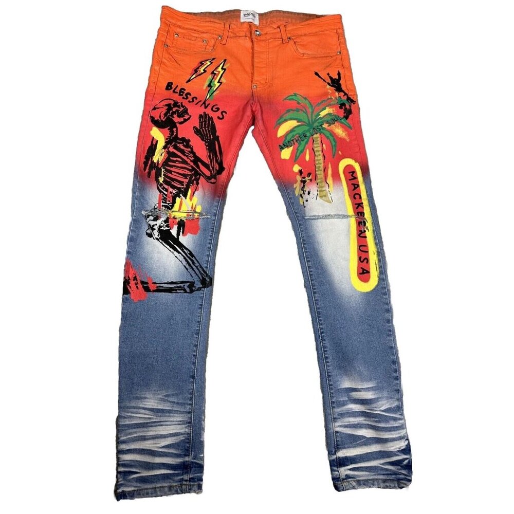 Mackeen Men's Jeans 36x32 Blue Denim Streetwear No Limit Urban Fashion